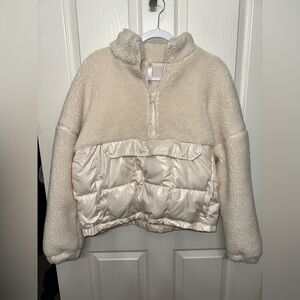 Fabletics Nelly Mixed Media Half Zip Sherpa Pullover Jacket